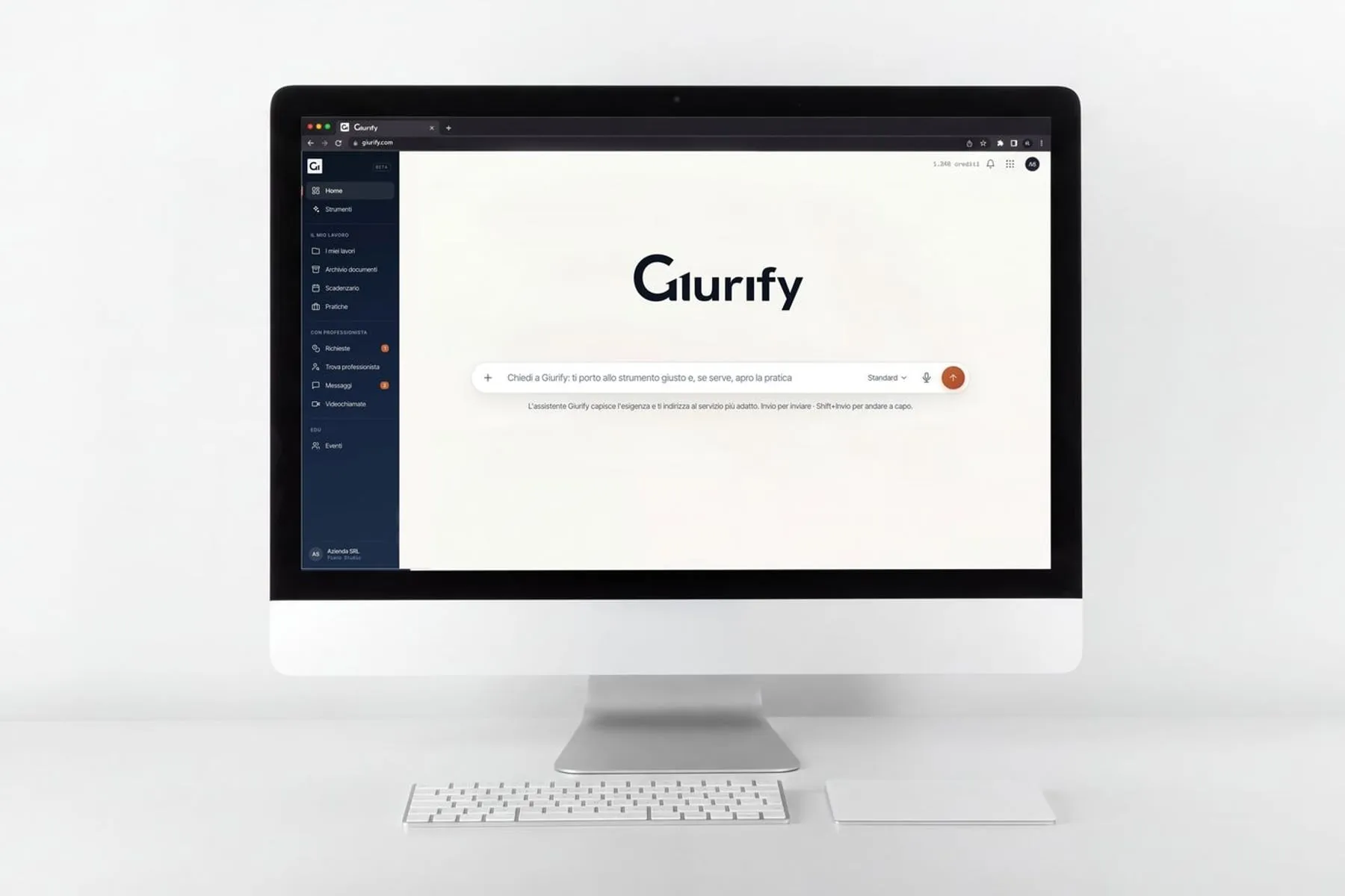 La piattaforma Giurify aperta su un computer