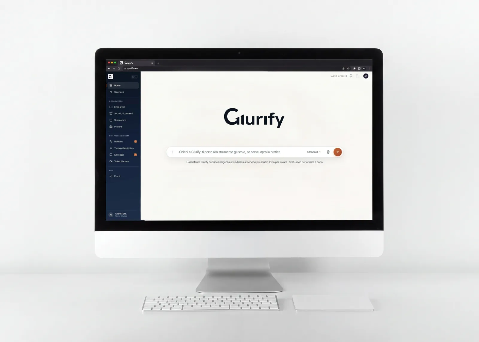 Uno schermo con la piattaforma Giurify aperta