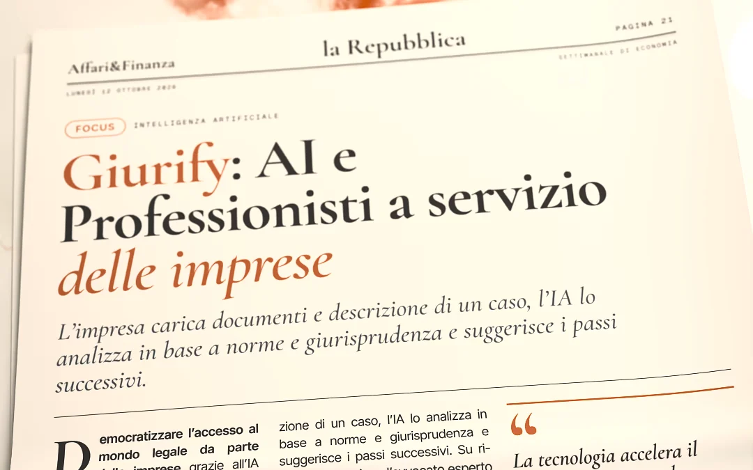 La pagina di Affari&Finanza con l’articolo su Giurify